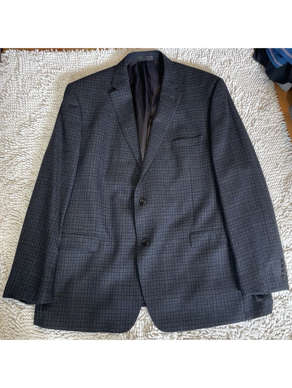 Lauren Ralph Lauren Blazer Coat Mens 52L Slim Blue Green Glen Plaid Wool Jacket